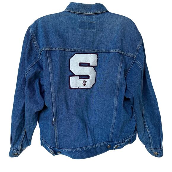 Vintage Wrangler Hero Jean Jacket Medium Blue Denim Scott Band Men's Size Large - Picture 8 of 9